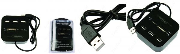 Leitor 2 em 1 Função USB 2.0 de alta velocidade 3-Port Hub