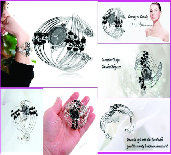 Pulseira de pulso de quartzo com pulseira de metal